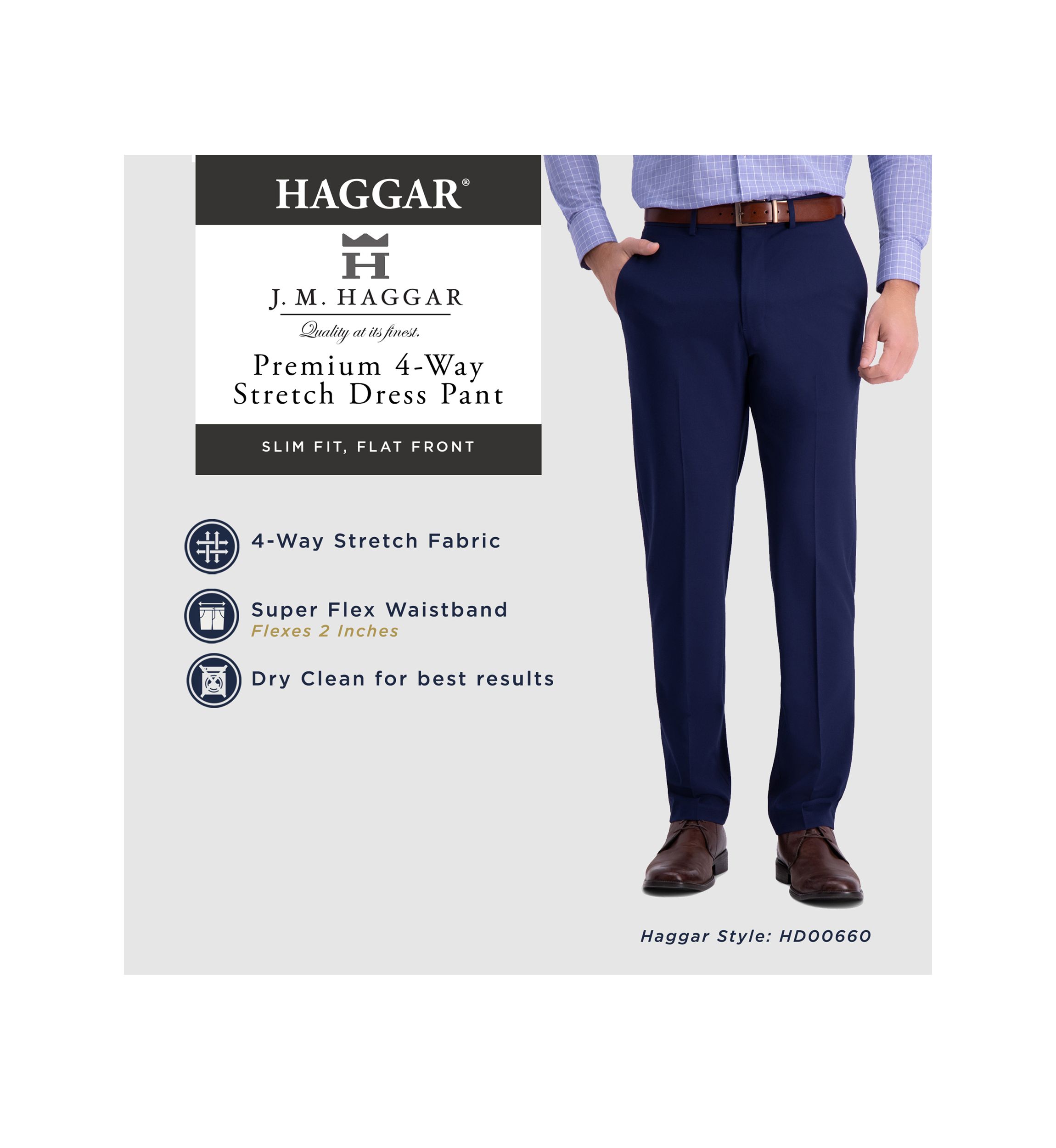 4 Way Stretch Slim Fit Super Flex Waistband Flat Front Dress Pants