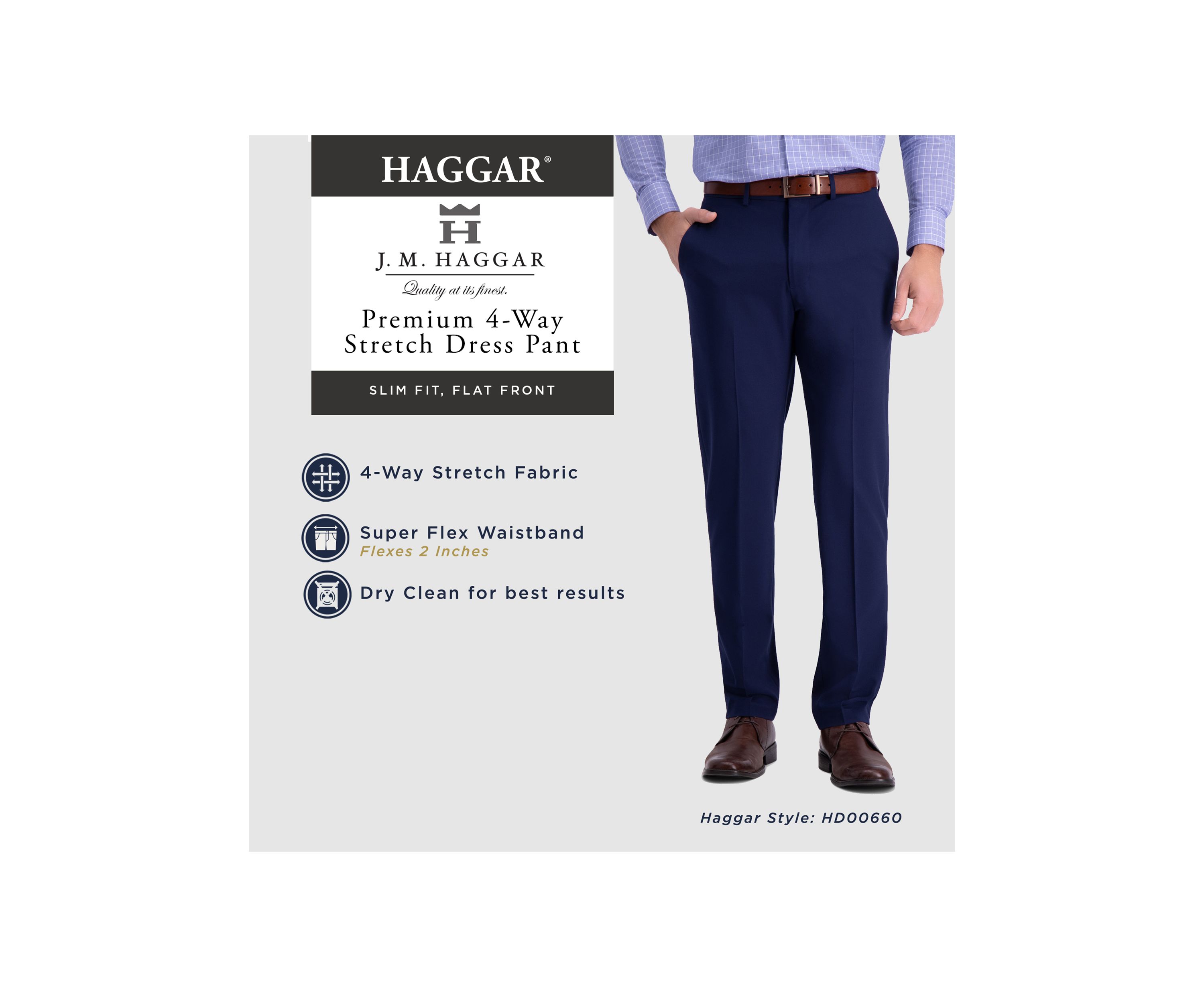 4 Way Stretch Slim Fit Super Flex Waistband Flat Front Dress Pants