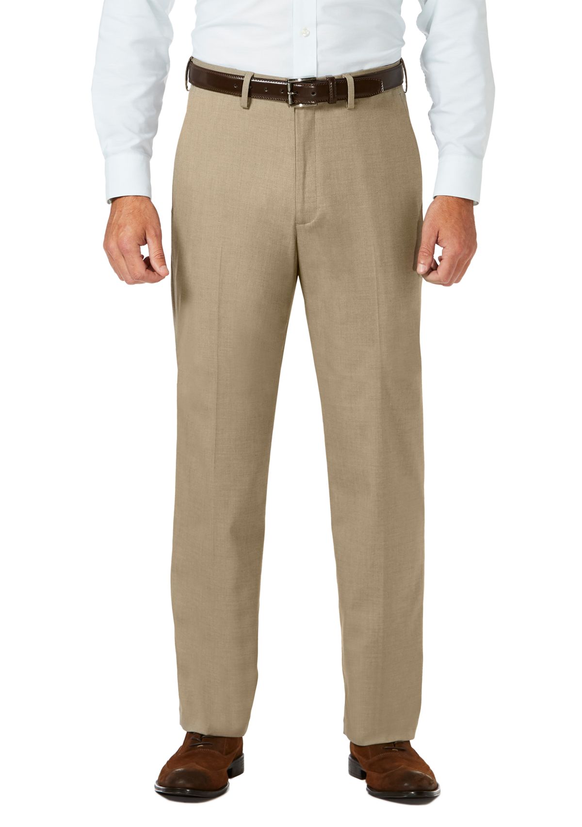 Sharkskin Classic Fit Flat Front Expandable Waist Dress Pants