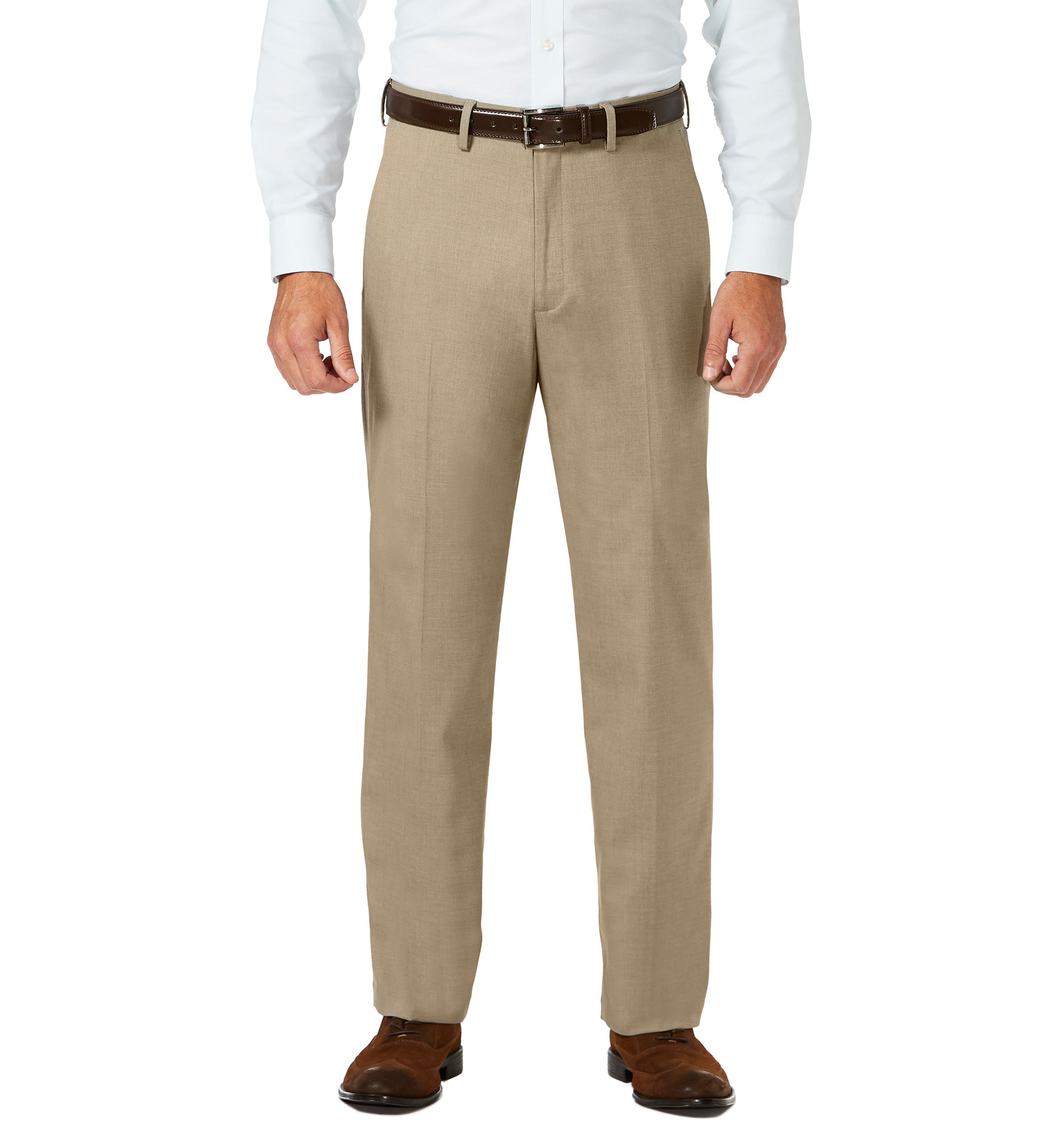 Sharkskin Classic Fit Flat Front Expandable Waist Dress Pants