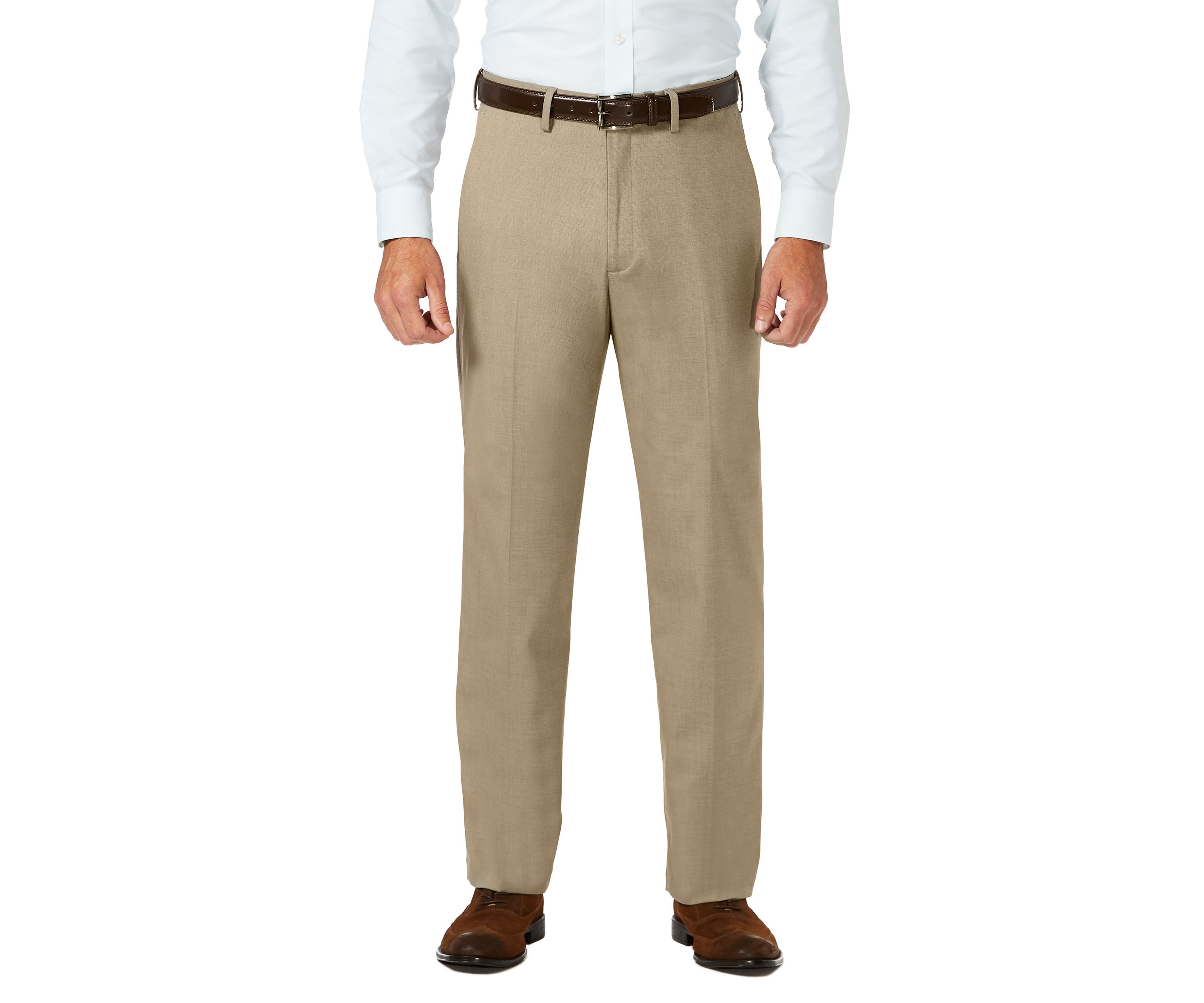 Sharkskin Classic Fit Flat Front Expandable Waist Dress Pants