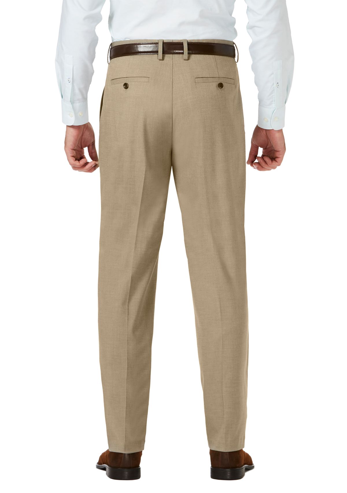Sharkskin Classic Fit Flat Front Expandable Waist Dress Pants