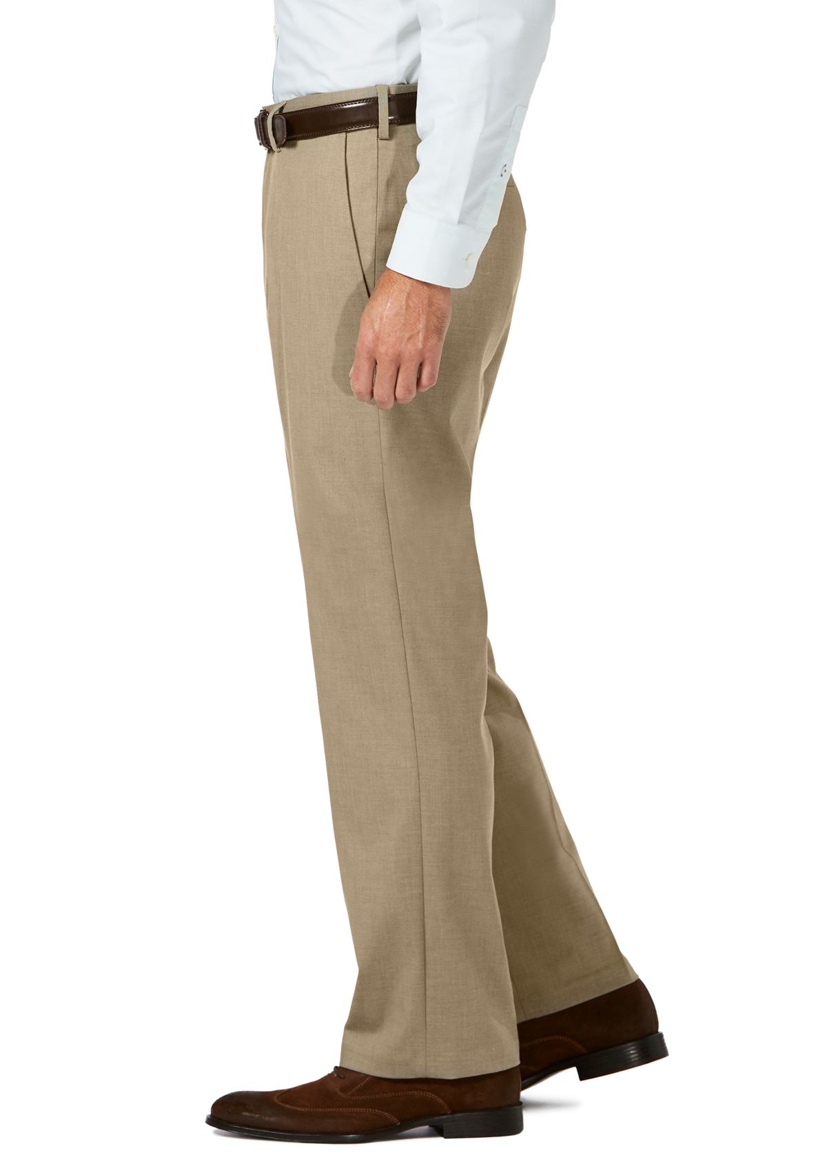 Sharkskin Classic Fit Flat Front Expandable Waist Dress Pants