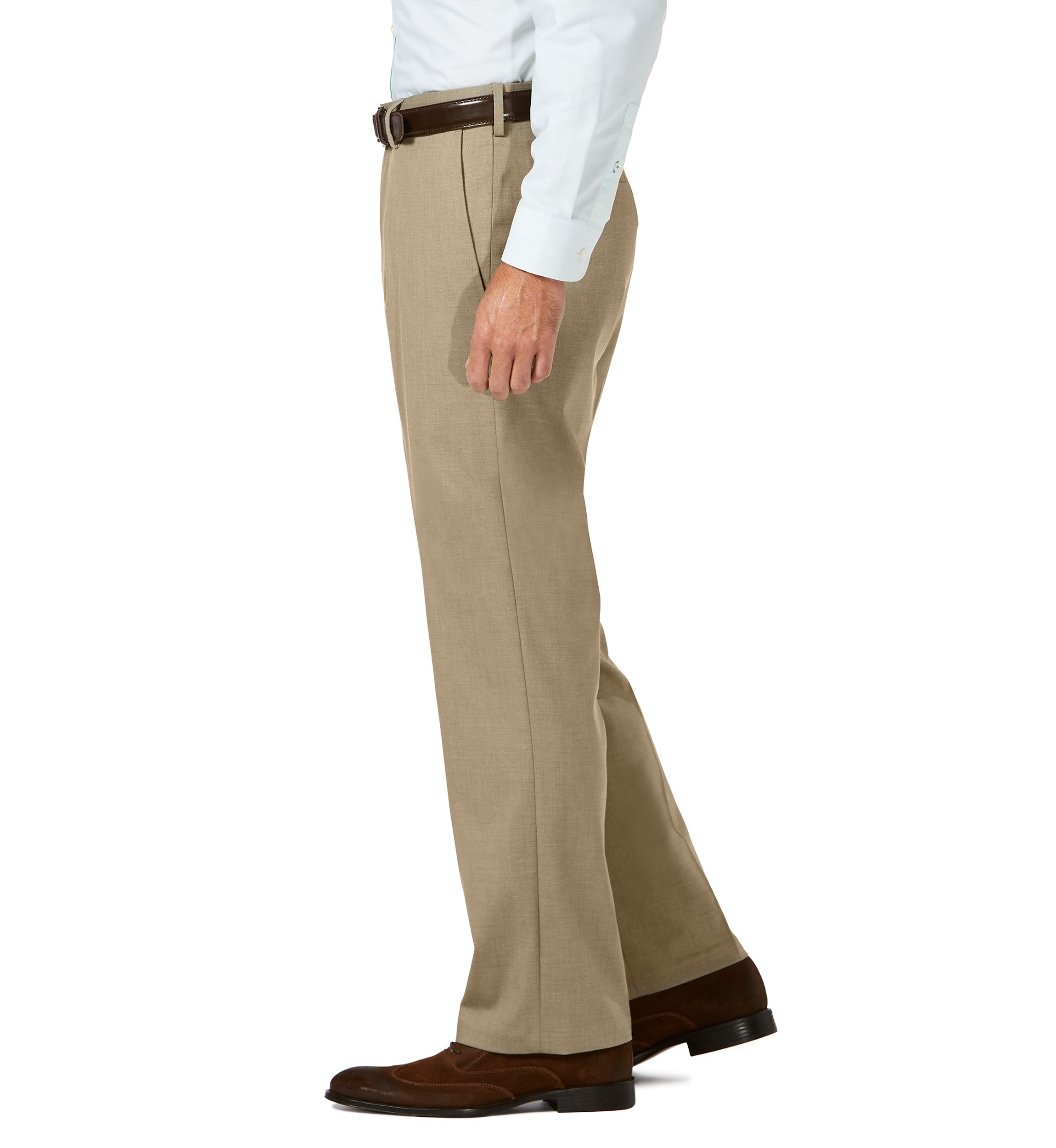 Sharkskin Classic Fit Flat Front Expandable Waist Dress Pants