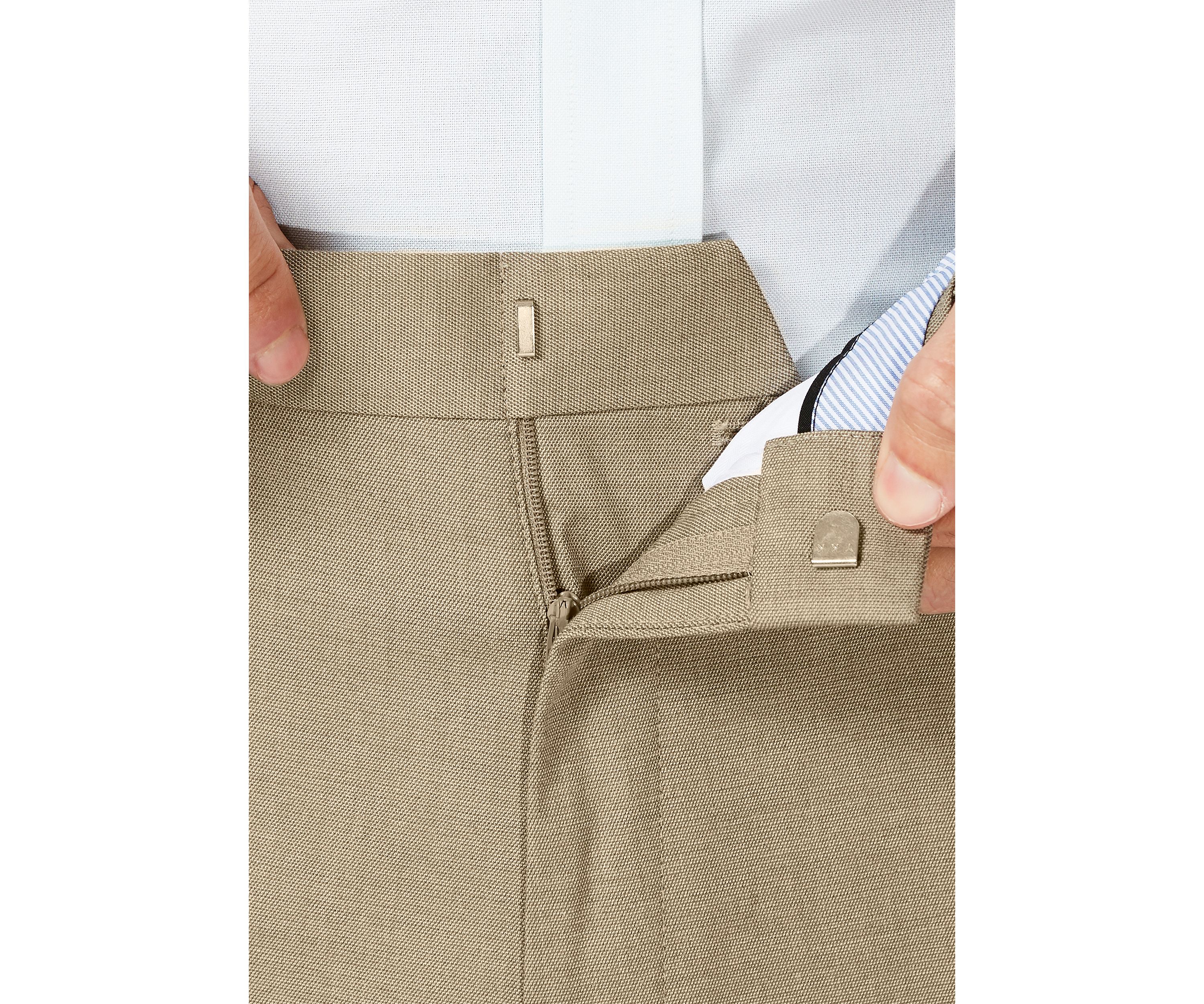 Sharkskin Classic Fit Flat Front Expandable Waist Dress Pants