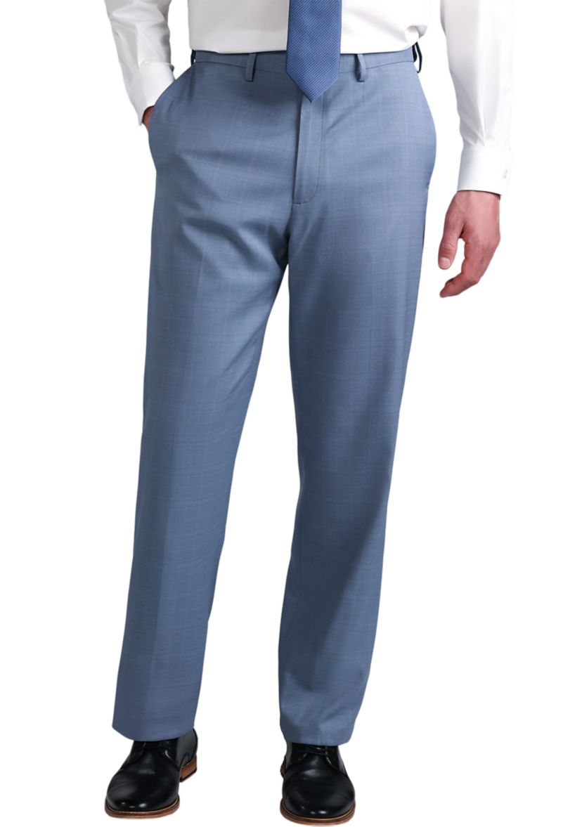  Mens Premium Comfort Tonal Plaid Classic Fit Flat Front Dress Pants