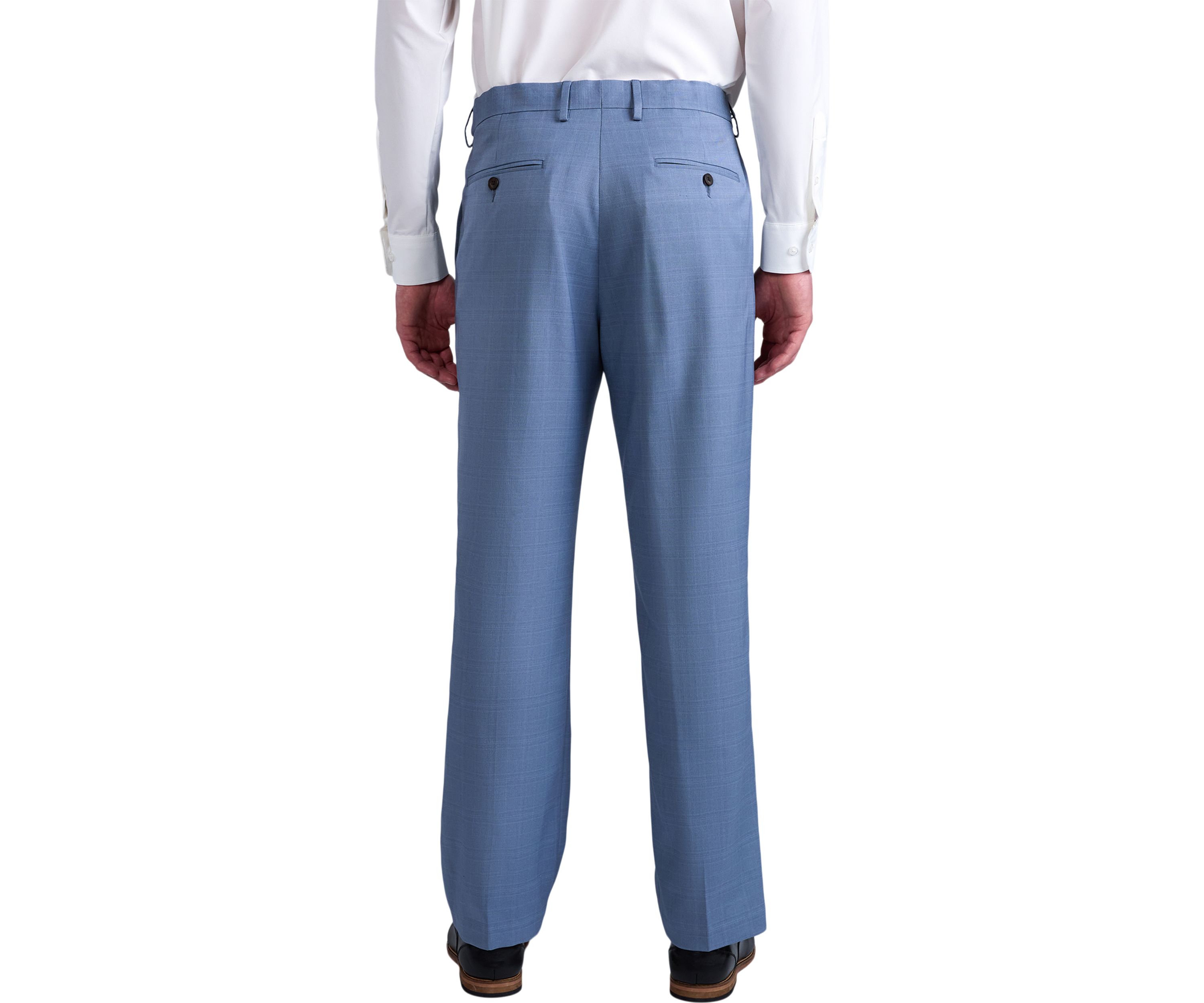  Mens Premium Comfort Tonal Plaid Classic Fit Flat Front Dress Pants