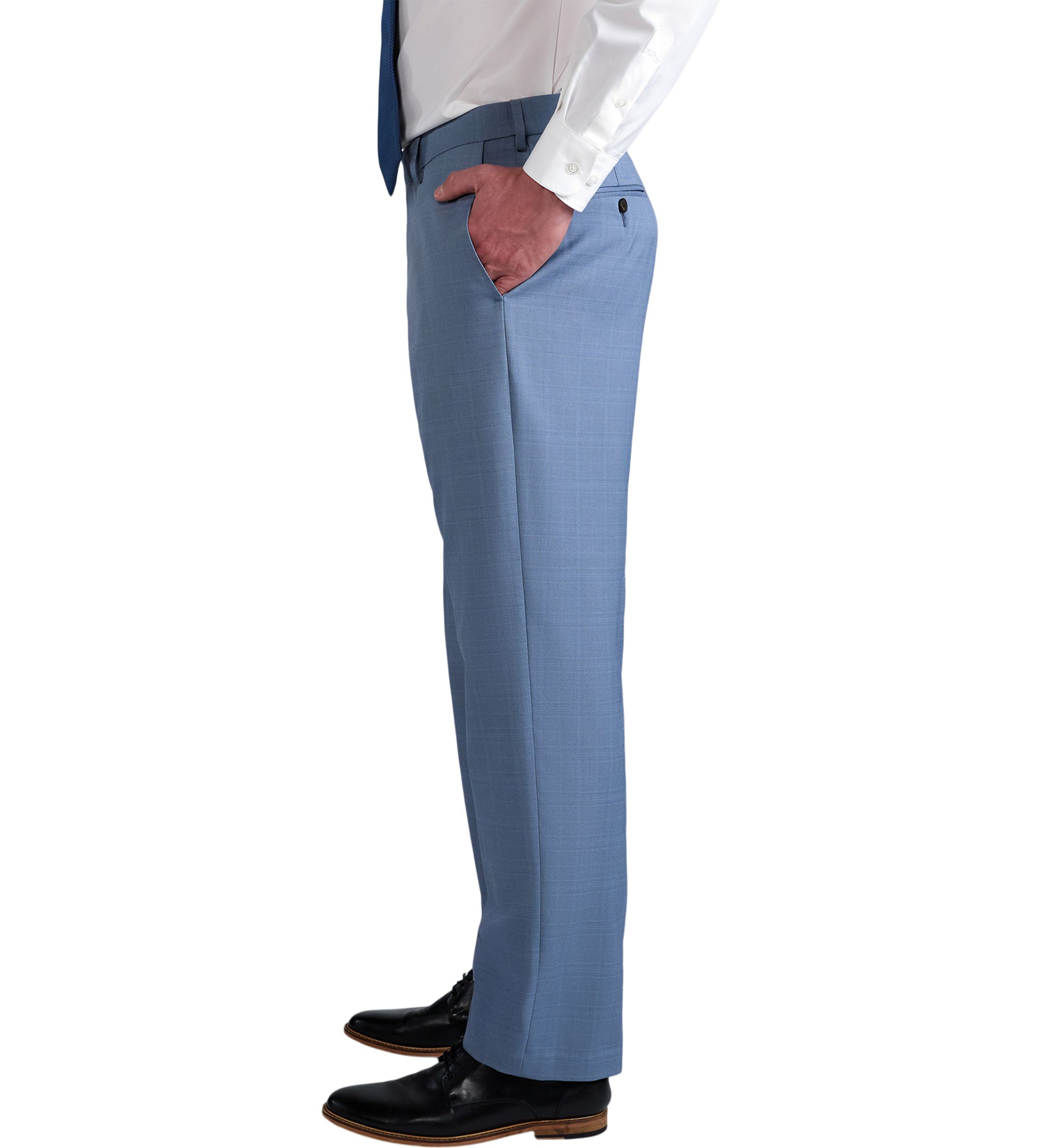 Mens Premium Comfort Tonal Plaid Classic Fit Flat Front Dress Pants