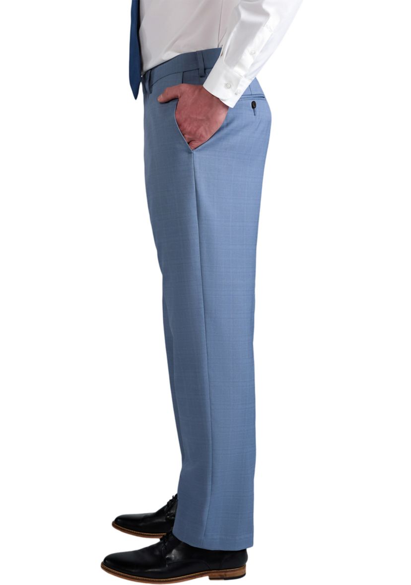  Mens Premium Comfort Tonal Plaid Classic Fit Flat Front Dress Pants