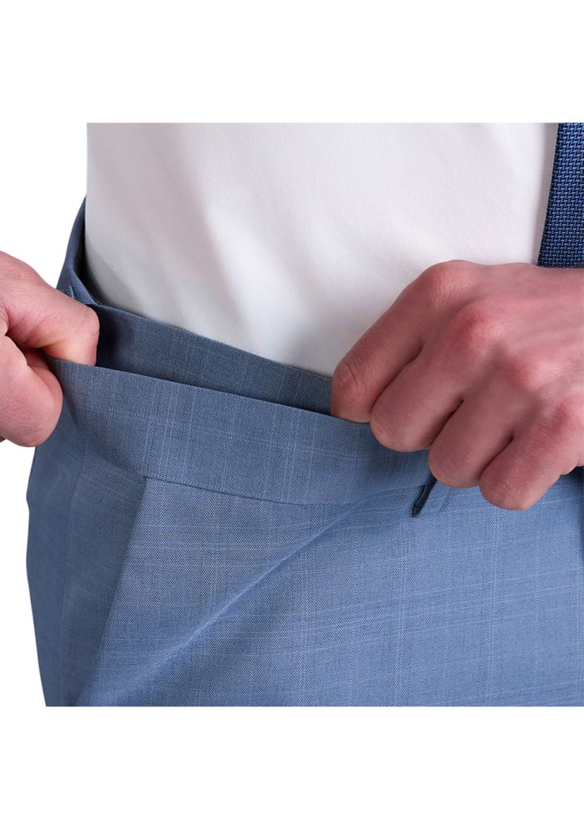  Mens Premium Comfort Tonal Plaid Classic Fit Flat Front Dress Pants
