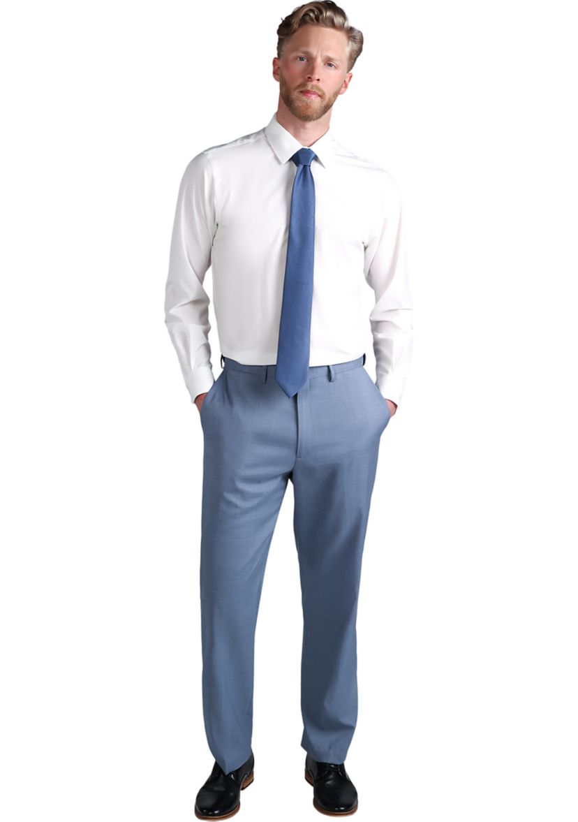  Mens Premium Comfort Tonal Plaid Classic Fit Flat Front Dress Pants