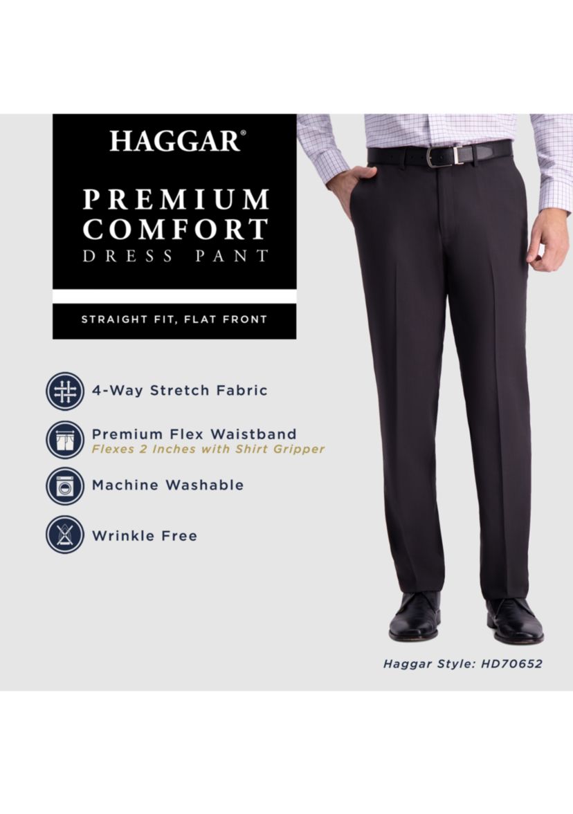 Mens Premium Comfort Straight Fit Flat Front Dress Pant