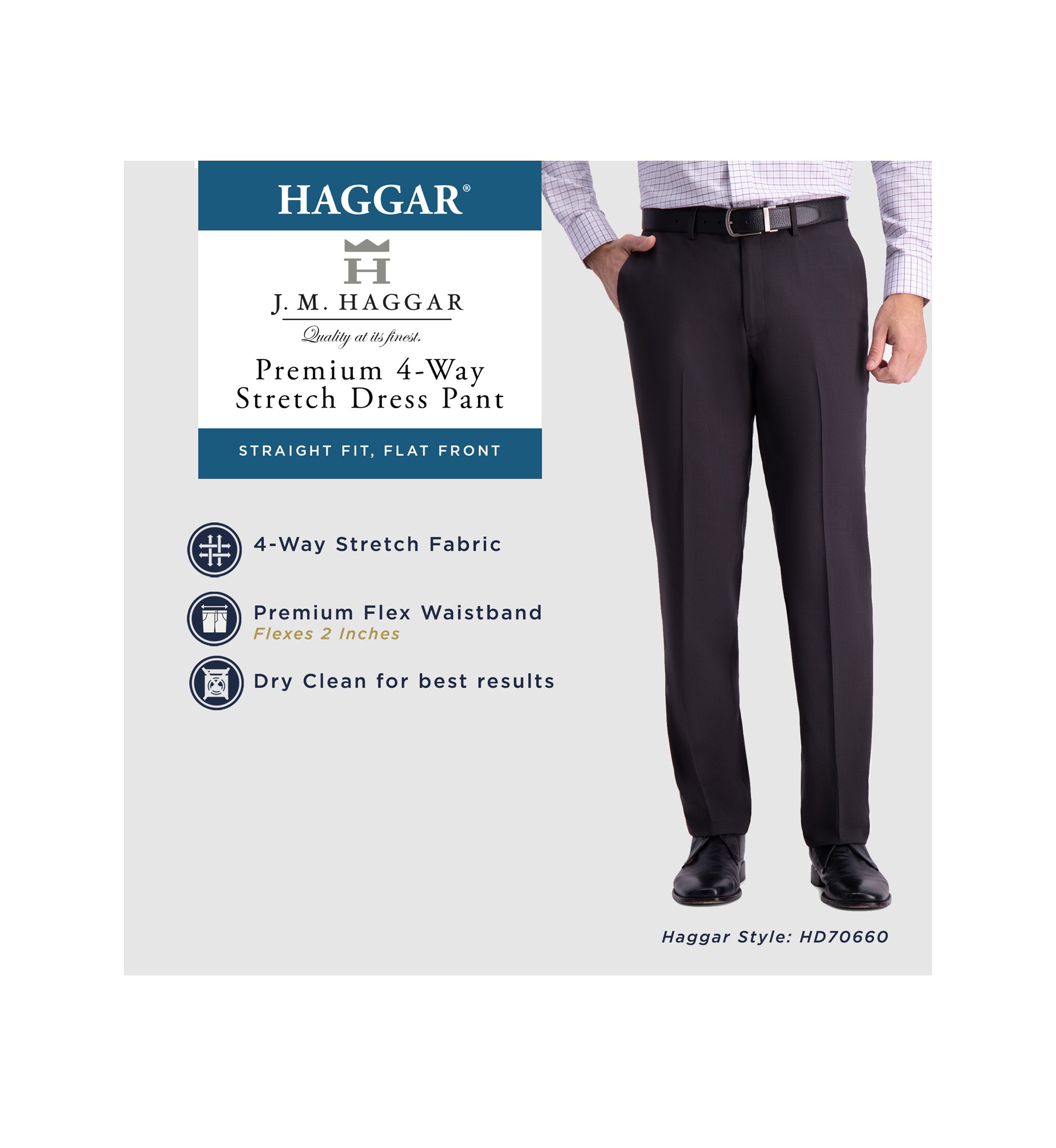  J.M. Haggar Premium 4-Way Stretch Straight Fit Dress Pant  