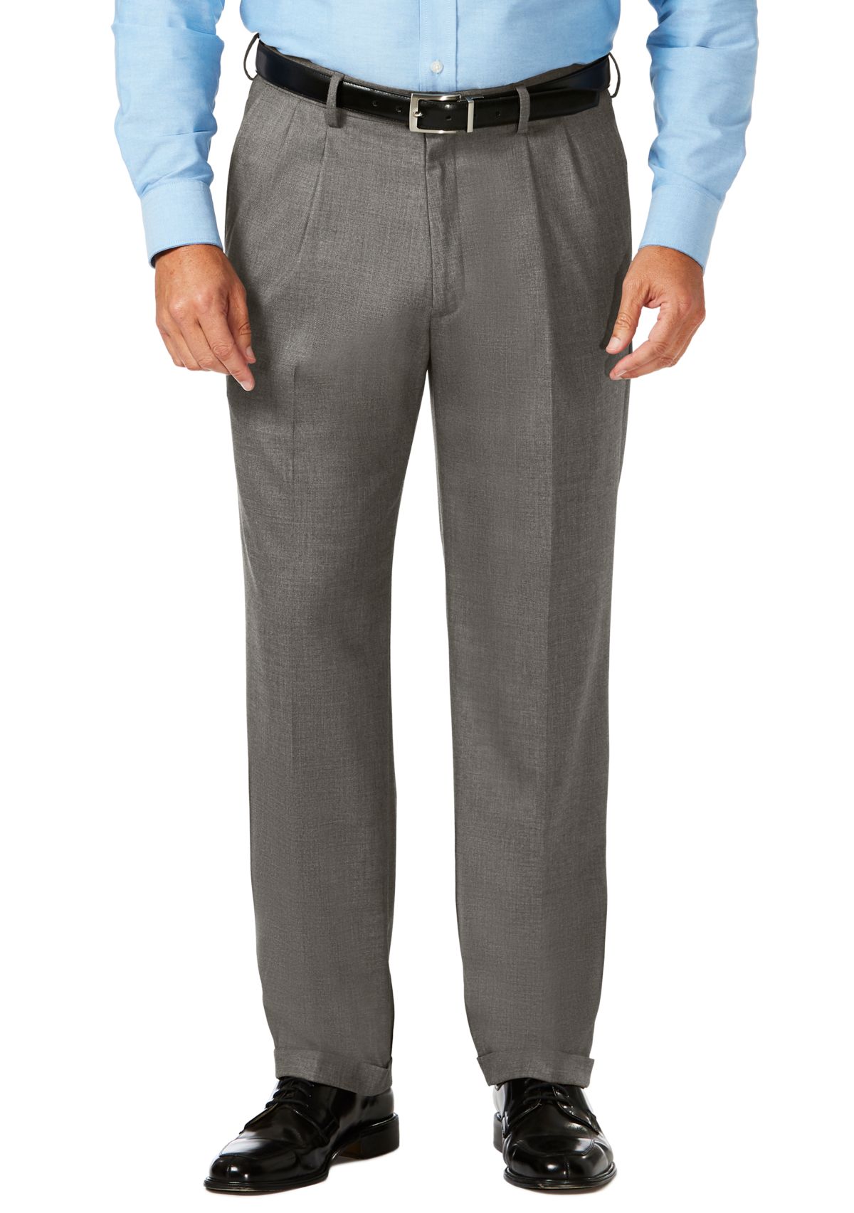 Big & Tall J.M.  Sharkskin Classic Fit Hidden Comfort Waistband Pleat Dress Pants