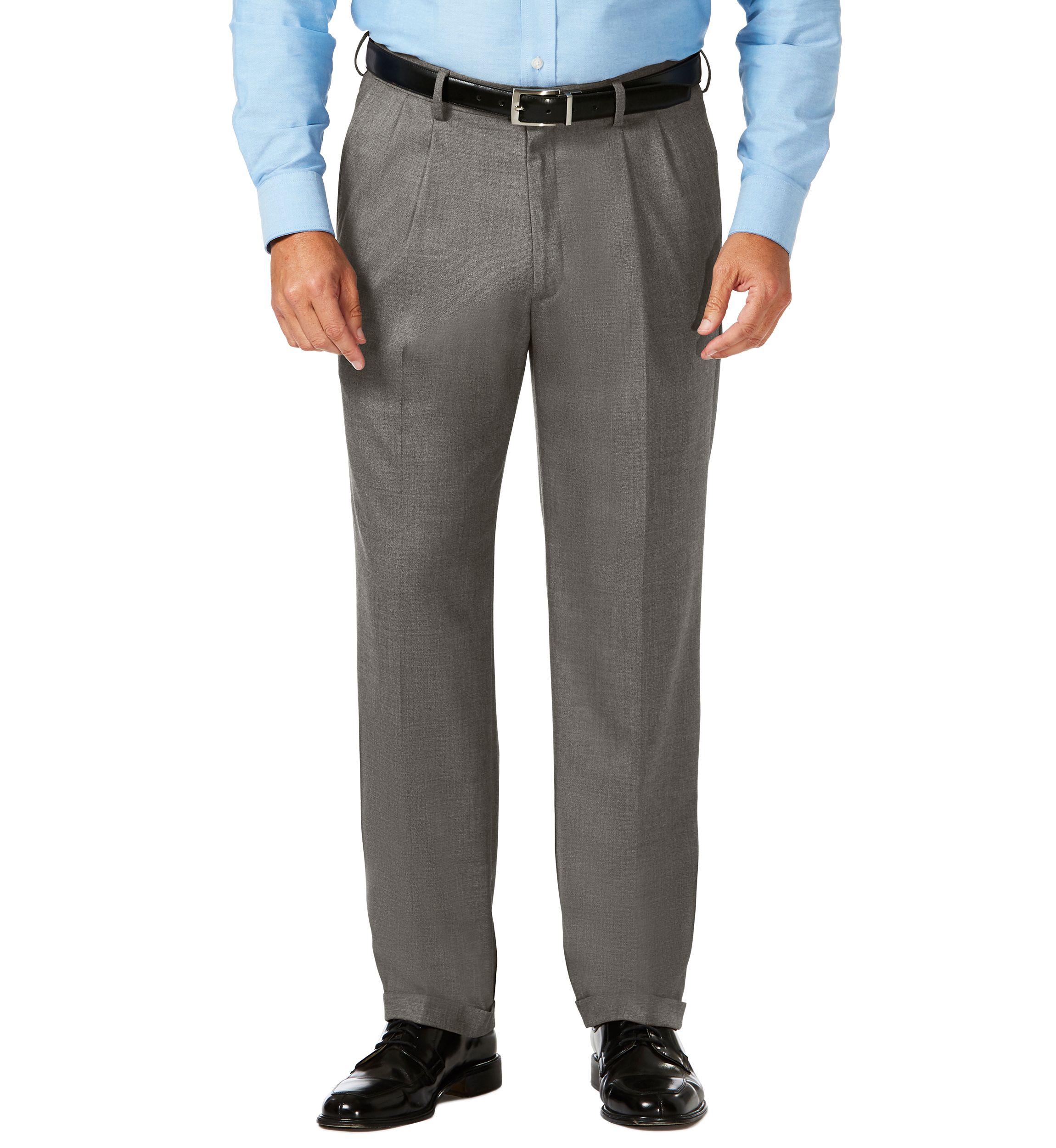 Big & Tall J.M.  Sharkskin Classic Fit Hidden Comfort Waistband Pleat Dress Pants
