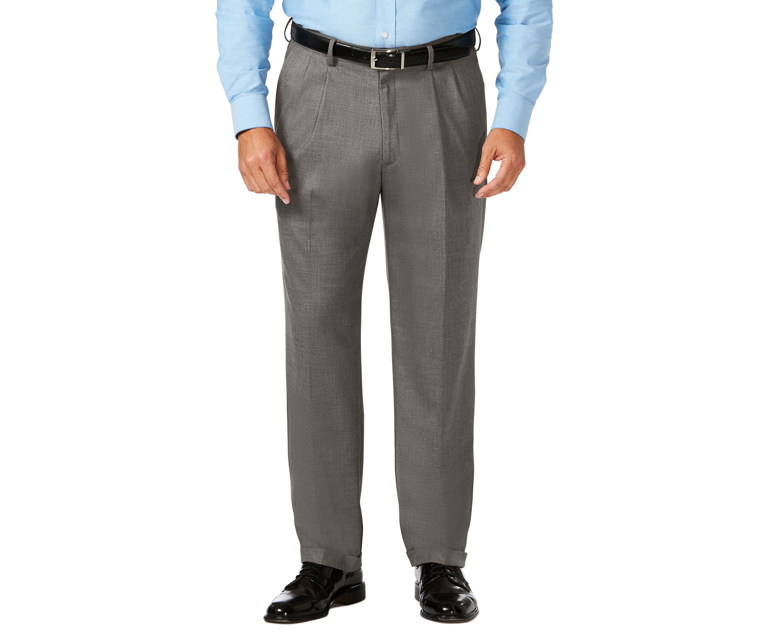 Big & Tall J.M.  Sharkskin Classic Fit Hidden Comfort Waistband Pleat Dress Pants