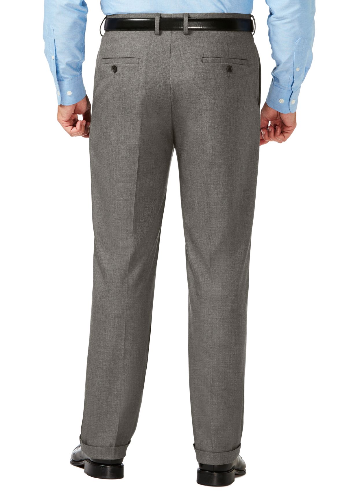 Big & Tall J.M.  Sharkskin Classic Fit Hidden Comfort Waistband Pleat Dress Pants