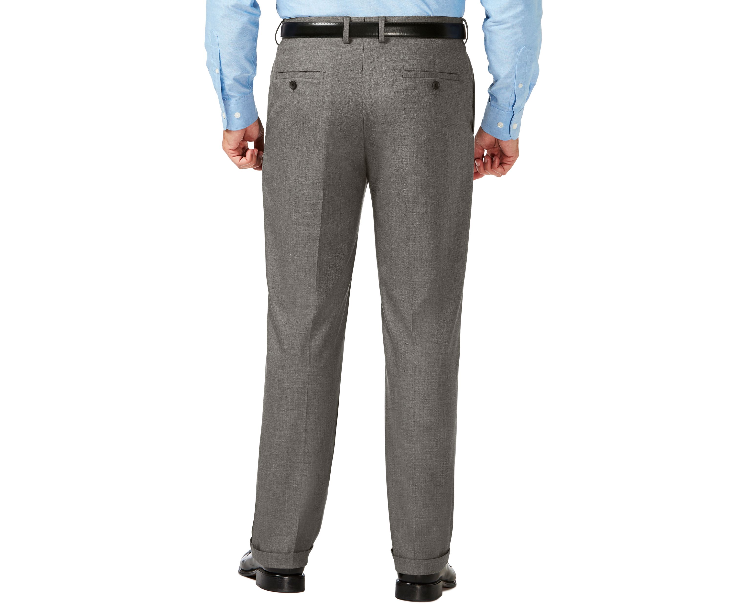 Big & Tall J.M.  Sharkskin Classic Fit Hidden Comfort Waistband Pleat Dress Pants