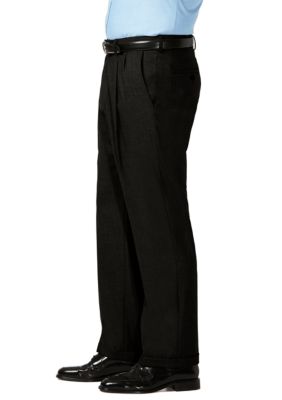 Big & Tall J.M.  Sharkskin Classic Fit Hidden Comfort Waistband Pleat Dress Pants