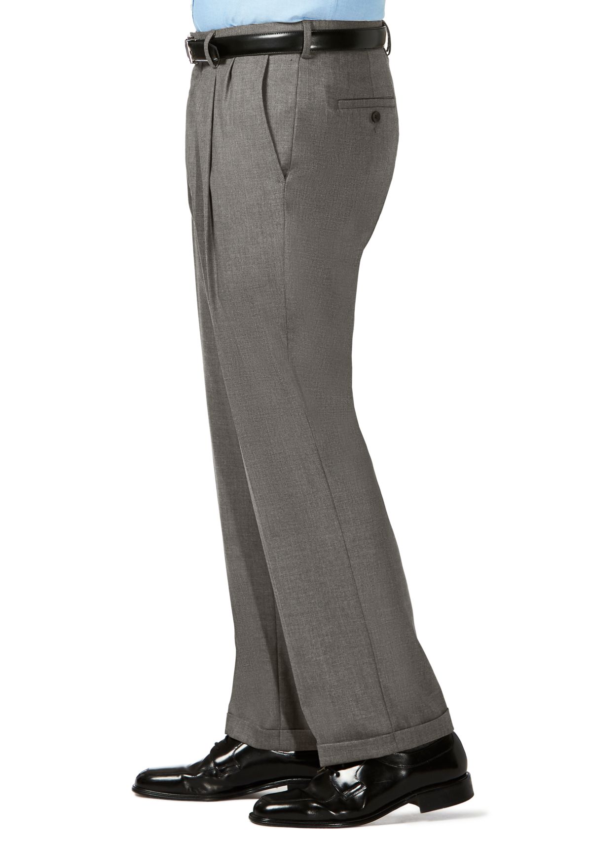 Big & Tall J.M.  Sharkskin Classic Fit Hidden Comfort Waistband Pleat Dress Pants