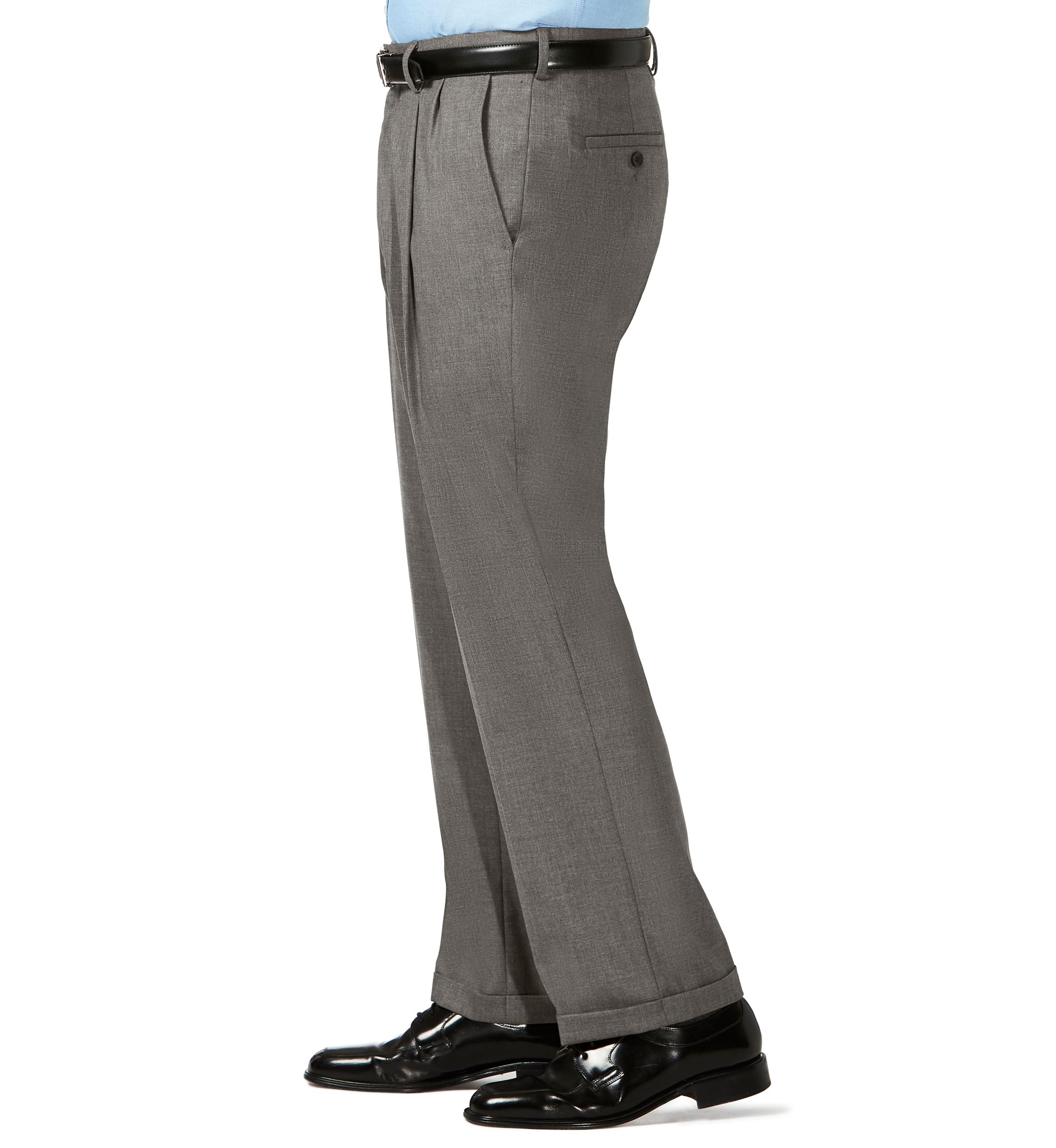 Big & Tall J.M.  Sharkskin Classic Fit Hidden Comfort Waistband Pleat Dress Pants