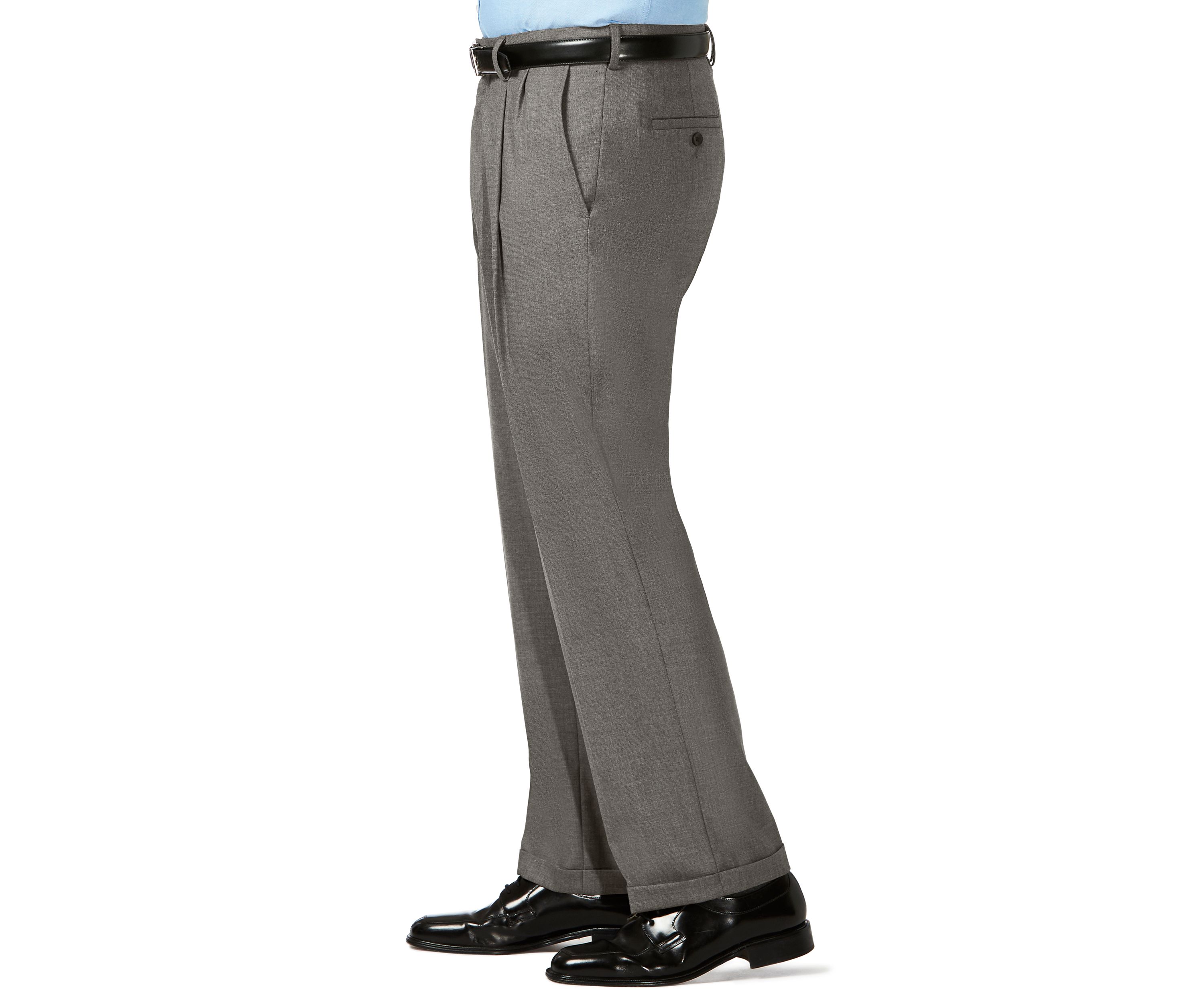 Big & Tall J.M.  Sharkskin Classic Fit Hidden Comfort Waistband Pleat Dress Pants