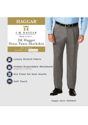 Big & Tall J.M.  Sharkskin Classic Fit Hidden Comfort Waistband Pleat Dress Pants