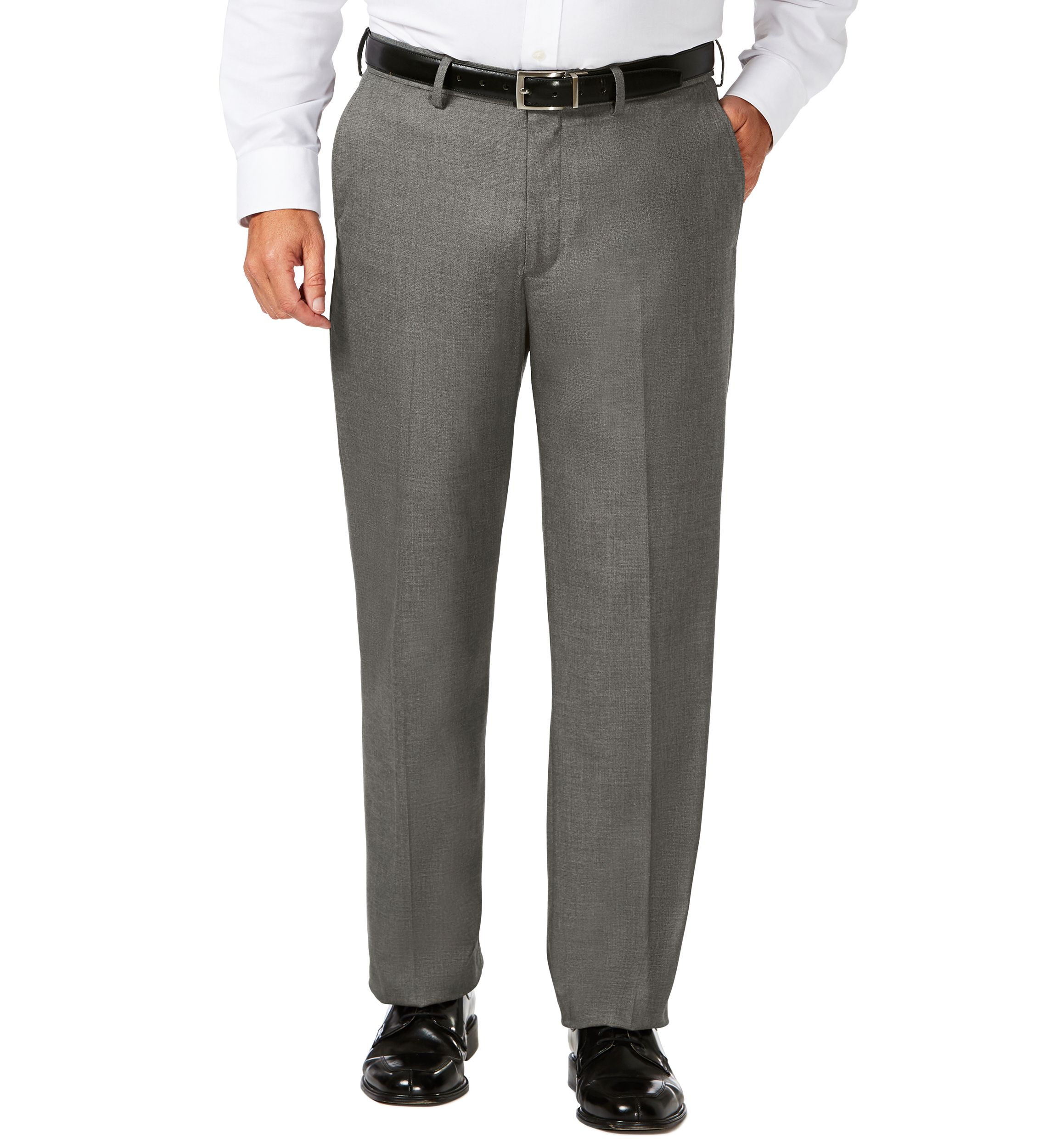 Big & Tall J.M.  Sharkskin Classic Fit Hidden Comfort Waistband Flat Front Dress Pants