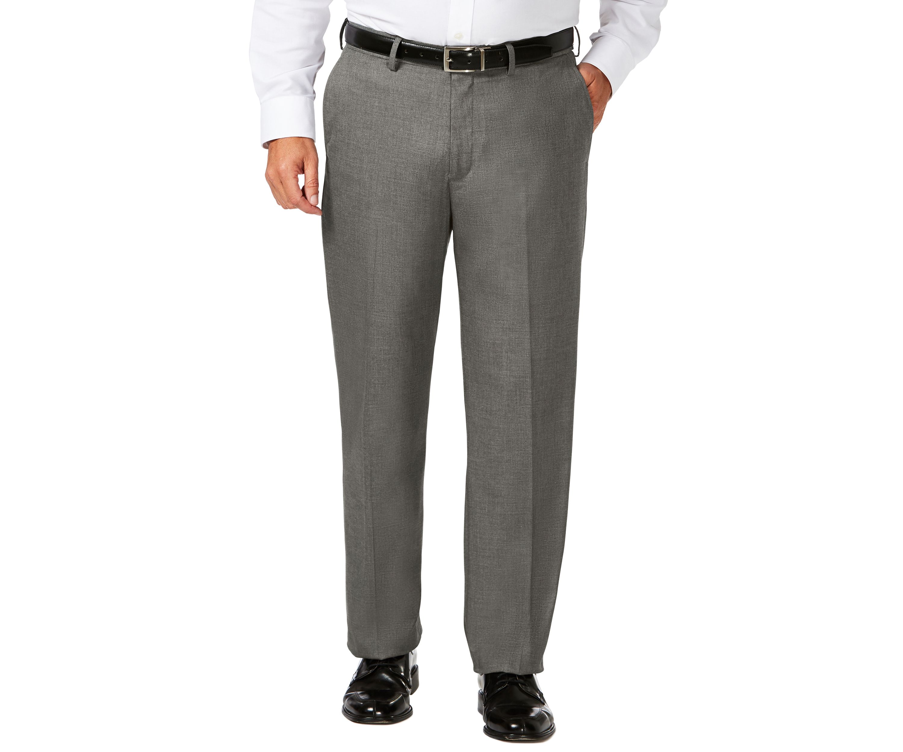 Big & Tall J.M.  Sharkskin Classic Fit Hidden Comfort Waistband Flat Front Dress Pants