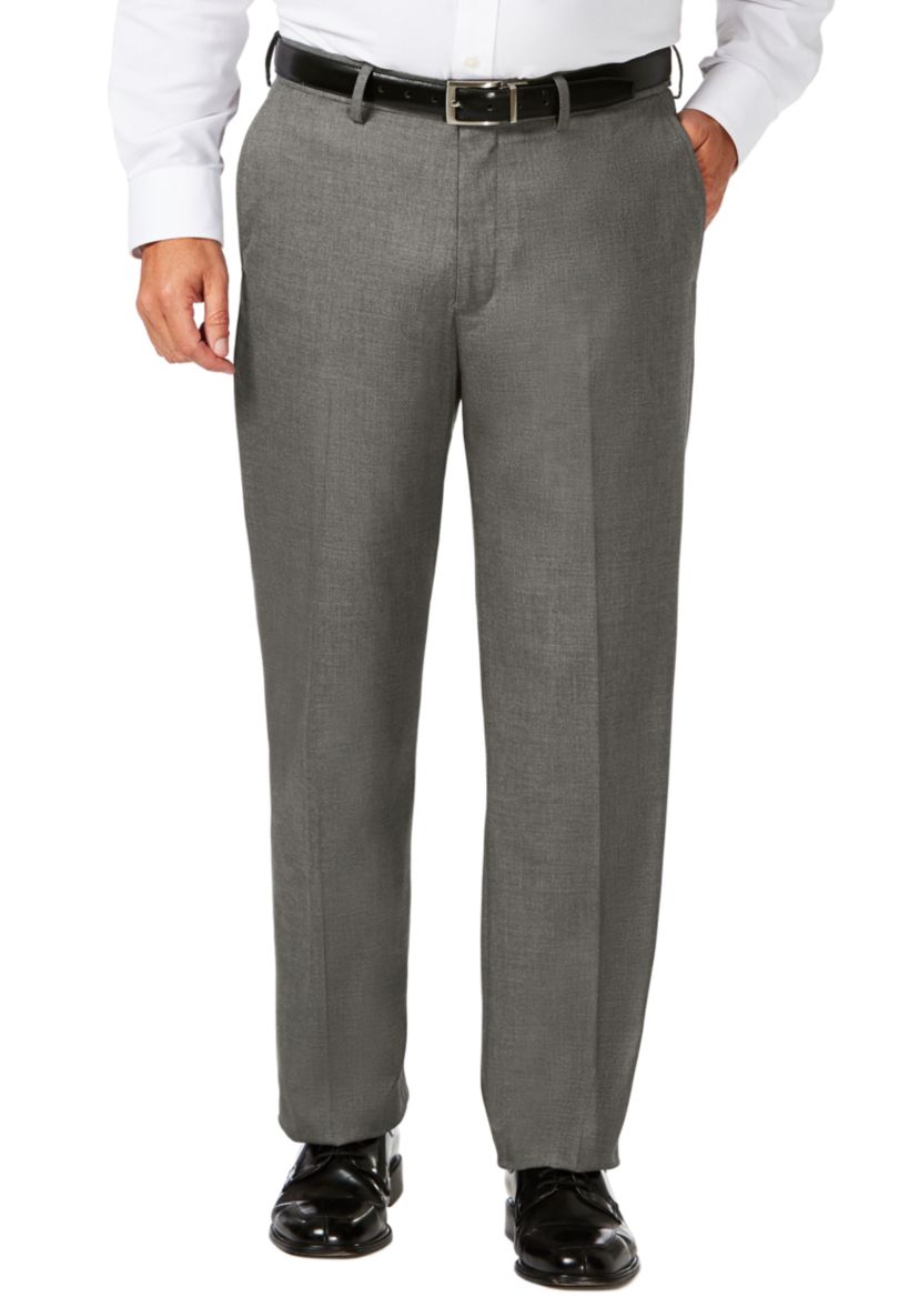 Big & Tall J.M.  Sharkskin Classic Fit Hidden Comfort Waistband Flat Front Dress Pants