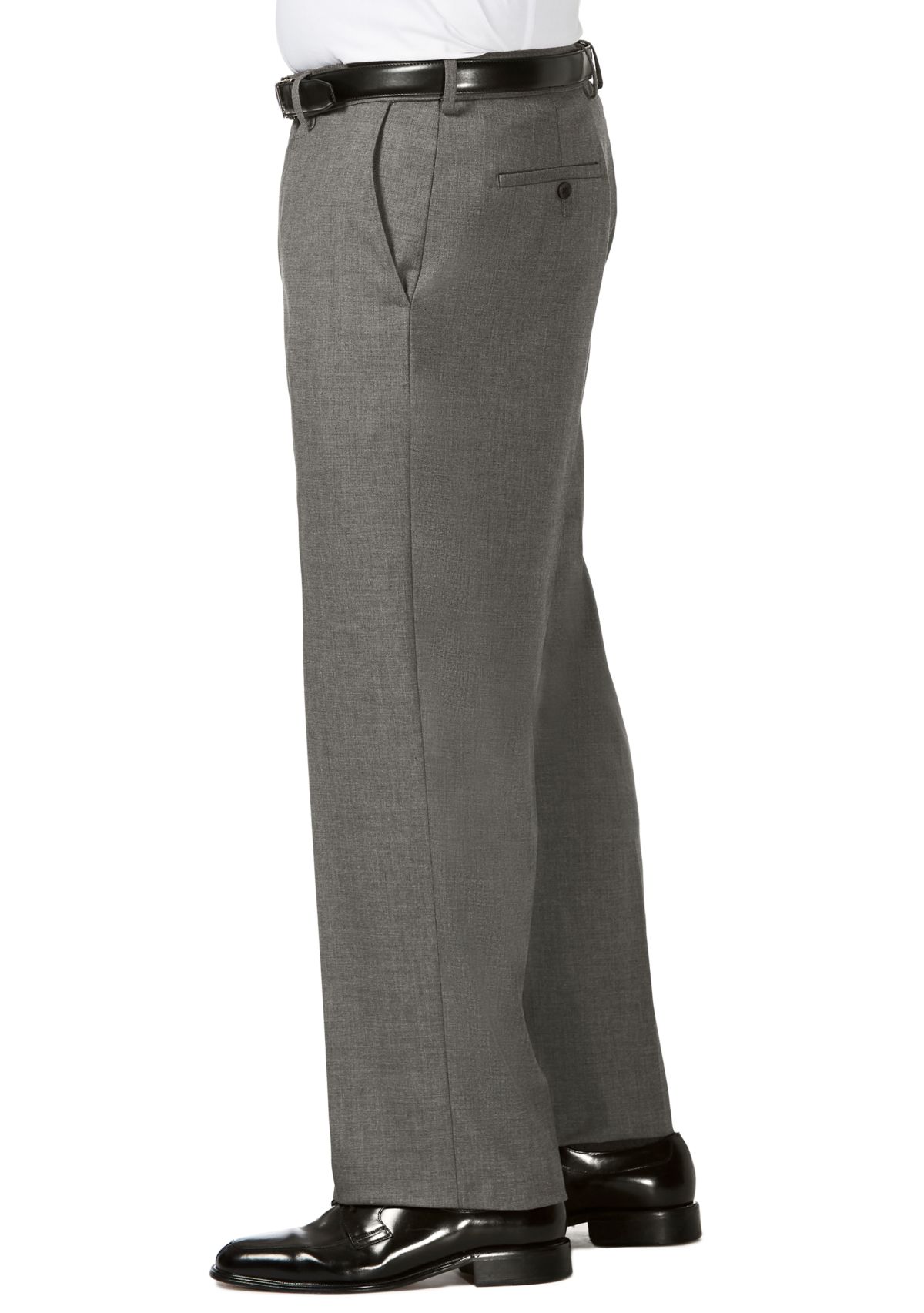 Big & Tall J.M.  Sharkskin Classic Fit Hidden Comfort Waistband Flat Front Dress Pants