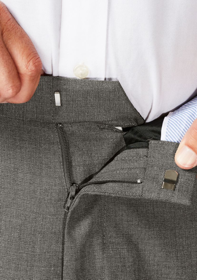 Big & Tall J.M.  Sharkskin Classic Fit Hidden Comfort Waistband Flat Front Dress Pants