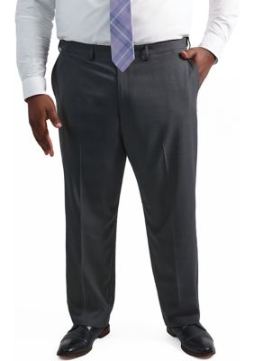 Haggar Men's Big & Tall Premium Comfort Classic FIt Flat Front Dress Pants, Grey, 46 x 30