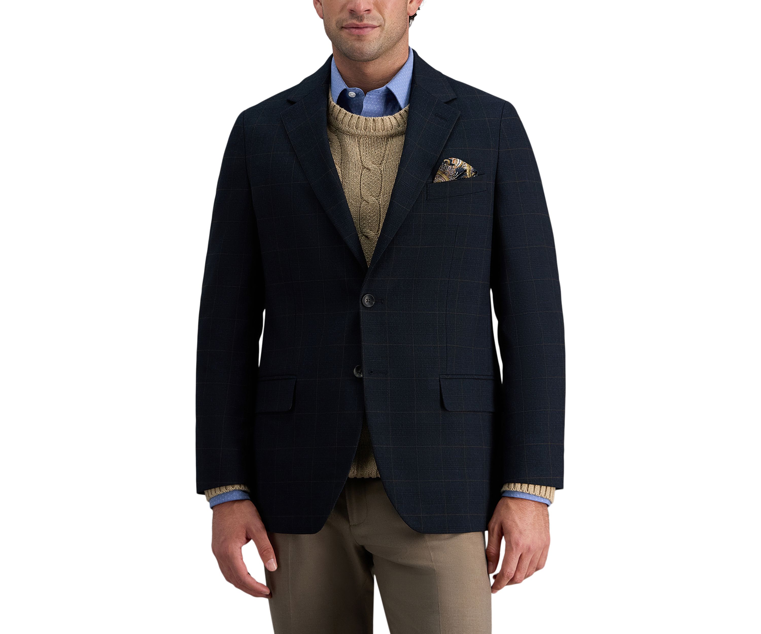 Mens Tailored Fit Glen Plaid Deco Weave Sport Coat