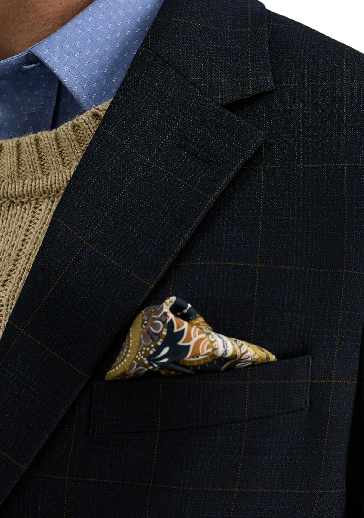 Mens Tailored Fit Glen Plaid Deco Weave Sport Coat