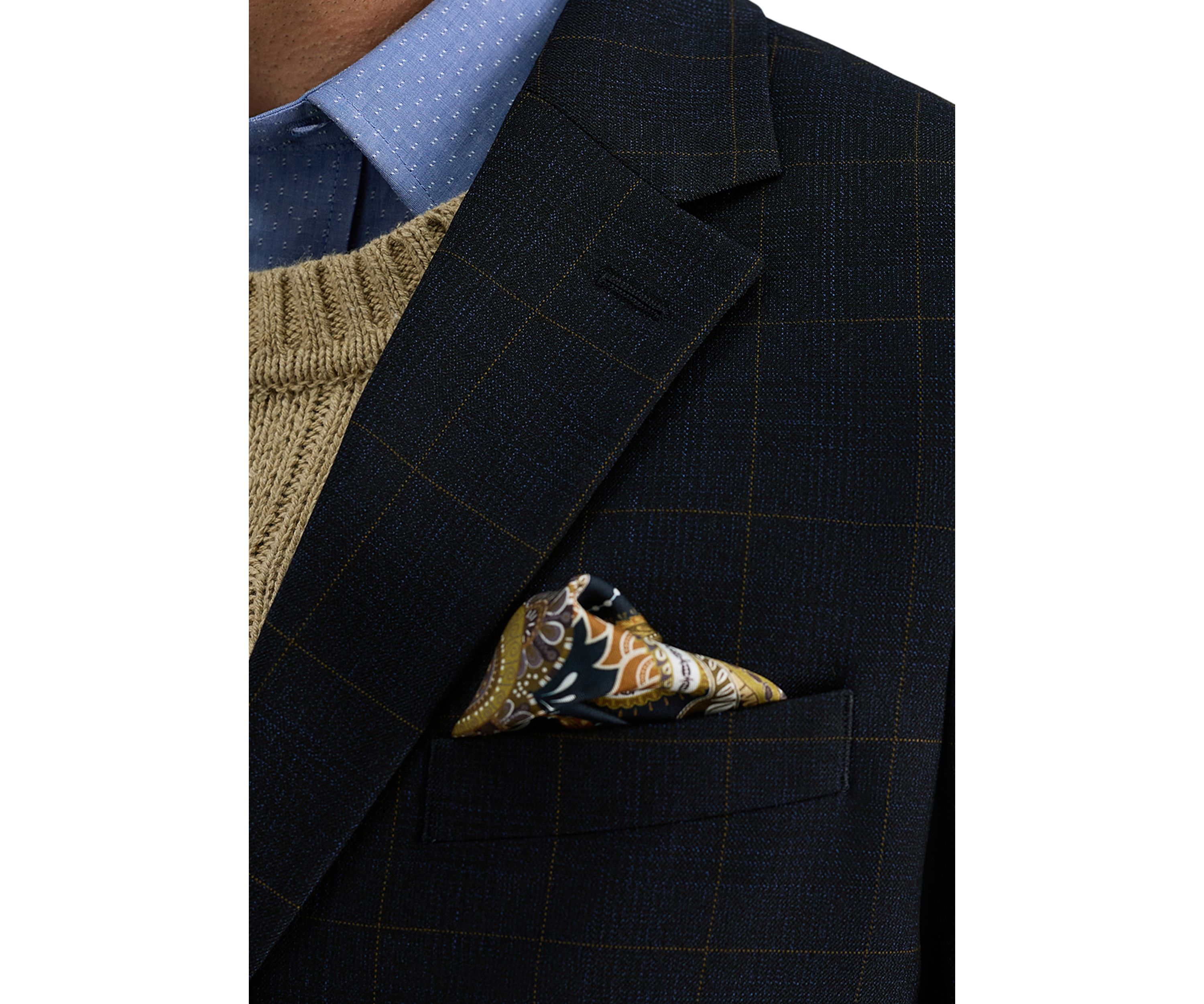 Mens Tailored Fit Glen Plaid Deco Weave Sport Coat