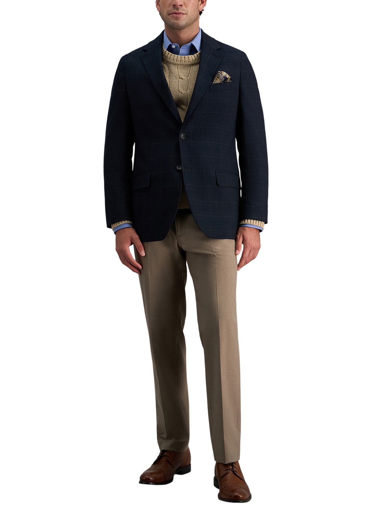 Mens Tailored Fit Glen Plaid Deco Weave Sport Coat