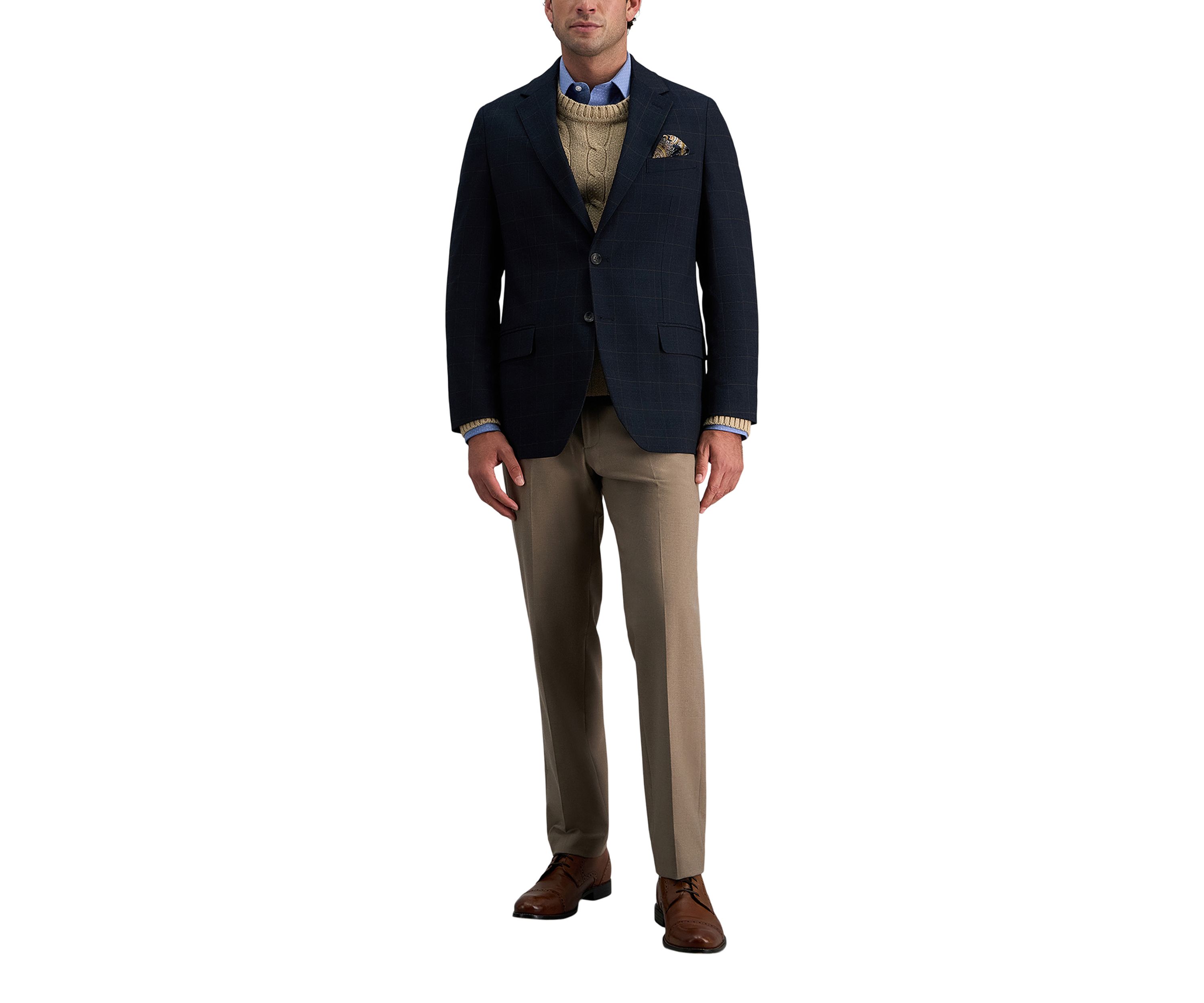 Mens Tailored Fit Glen Plaid Deco Weave Sport Coat