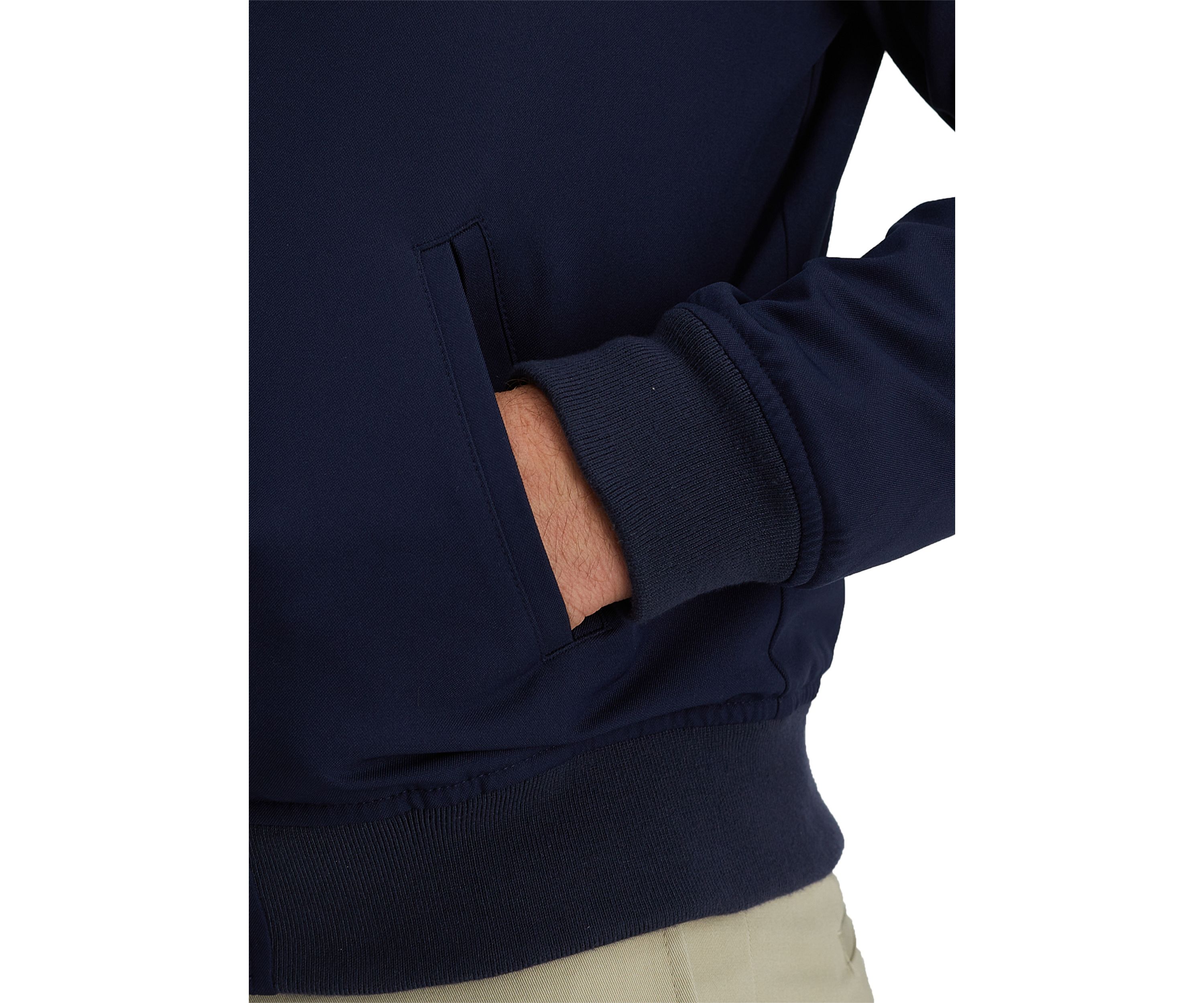 Stretch Gabardine Solid Full-Zip Straight Fit Bomber Jacket