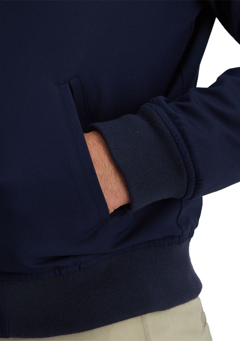 Stretch Gabardine Solid Full-Zip Straight Fit Bomber Jacket