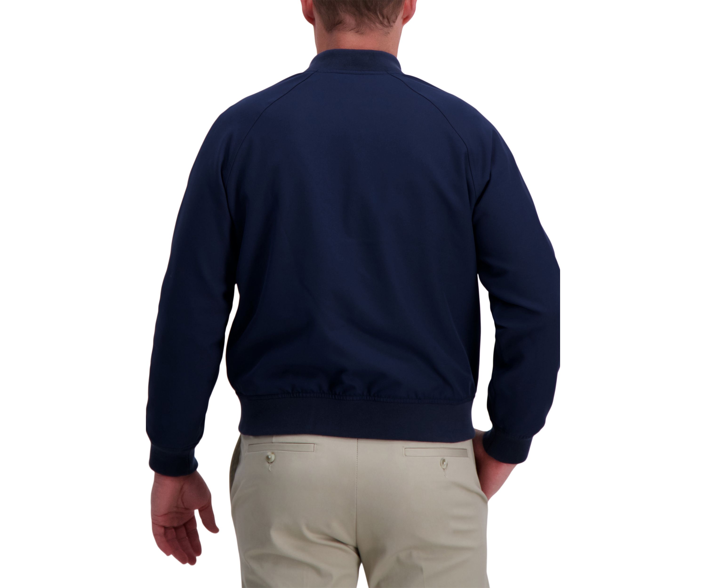Stretch Gabardine Solid Full-Zip Straight Fit Bomber Jacket