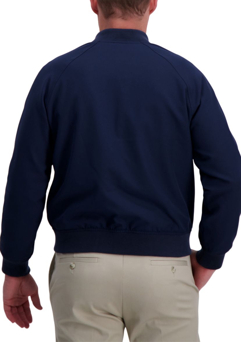 Stretch Gabardine Solid Full-Zip Straight Fit Bomber Jacket