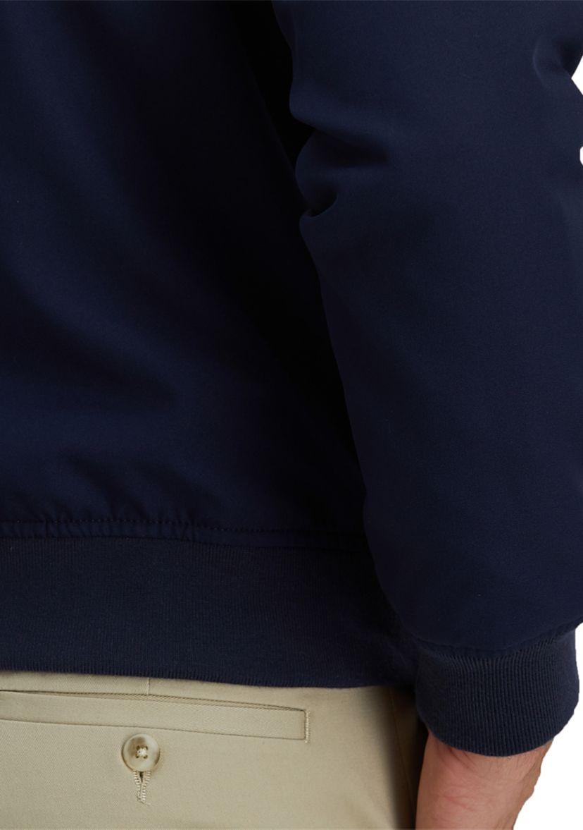 Stretch Gabardine Solid Full-Zip Straight Fit Bomber Jacket