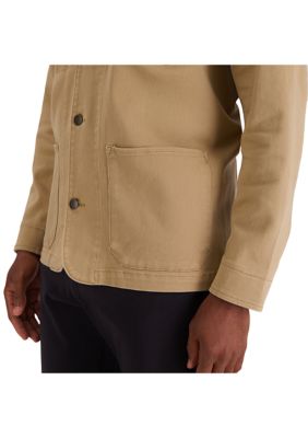 Stretch Heavy Twill Solid Button Front Straight Fit Chore Coat