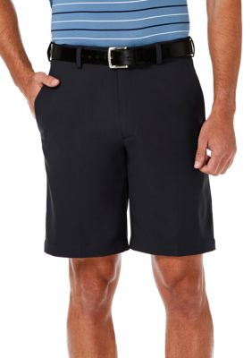 Men's Haggar Cool 18 PRO Stretch Solid Flat Front Shorts, Black, 44