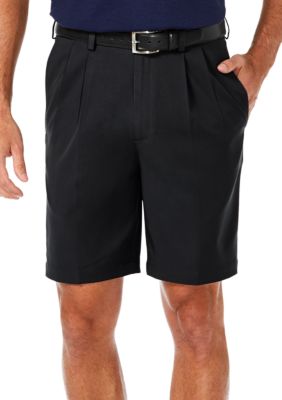 Men's Haggar Cool 18 PRO Stretch Solid Pleat Front Shorts, Black, 44
