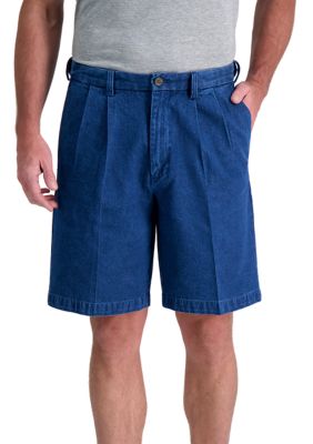 Men's Denim Pleated Shorts