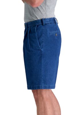 Men's Denim Pleated Shorts