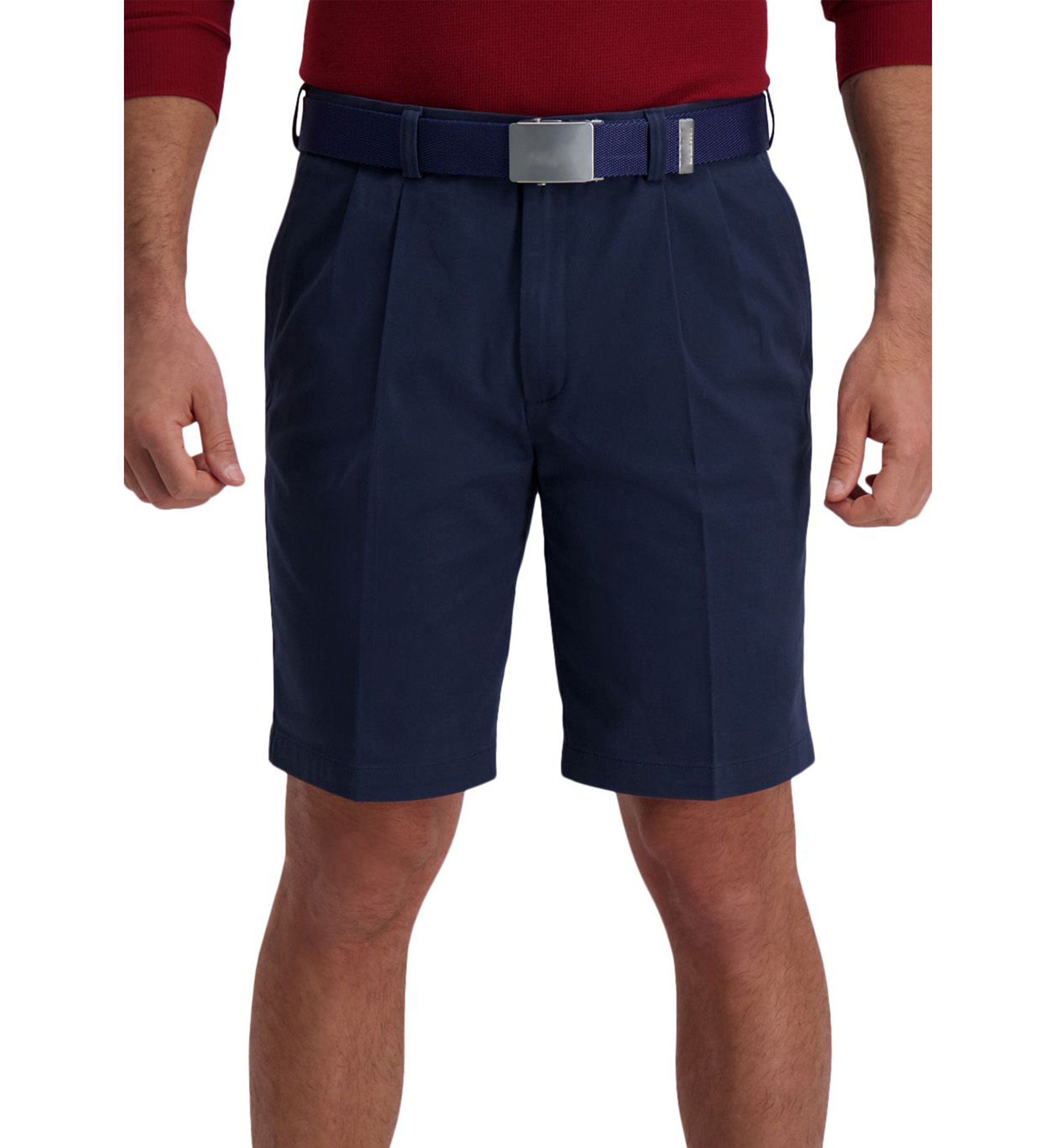 Comfort Straight Fit Pleat Front Chino Short