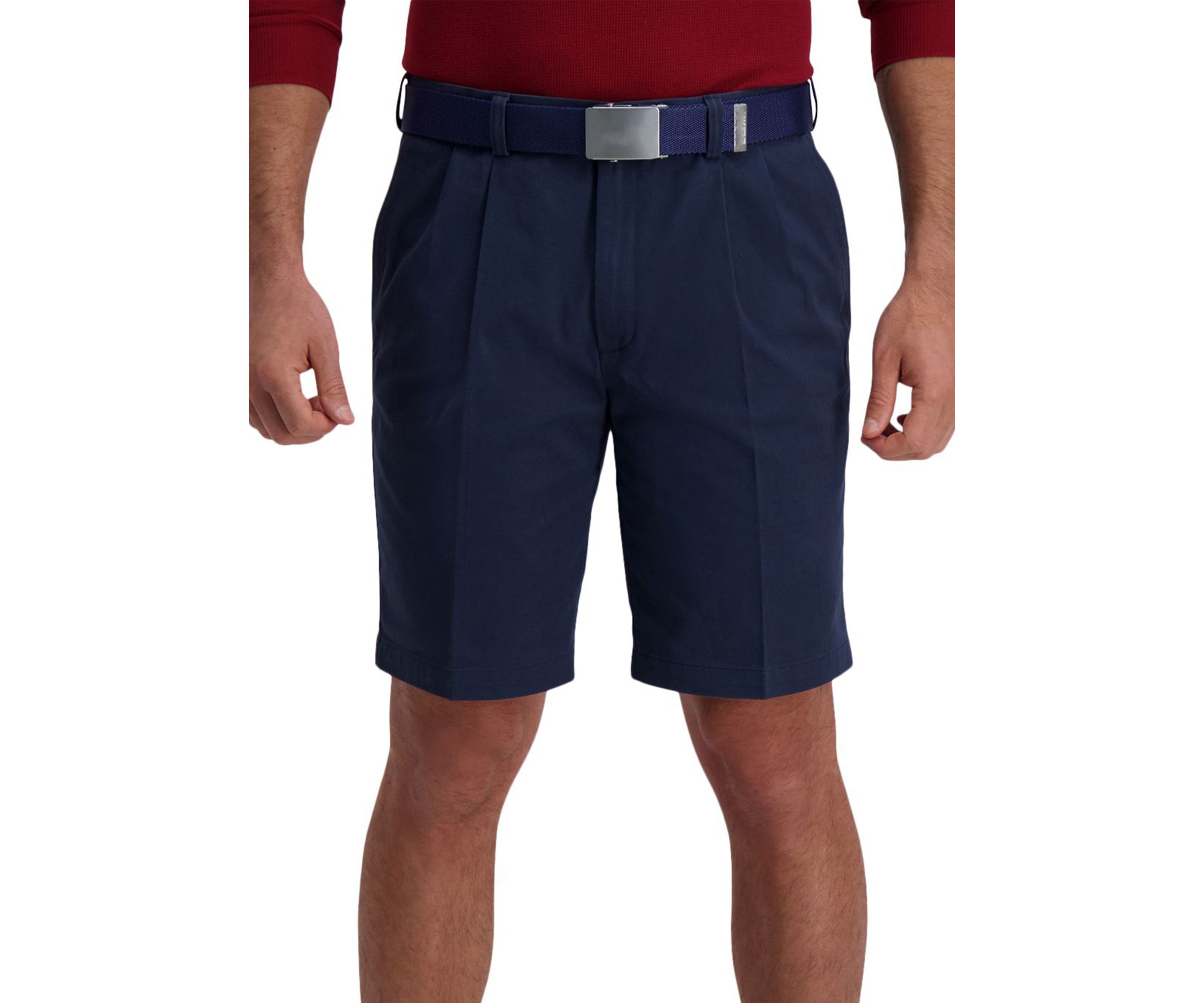 Comfort Straight Fit Pleat Front Chino Short